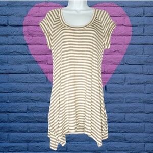 3 for 30! SALE Max Edition Striped Short Sleeve Assymetrical Tunic Top NWT Sz M